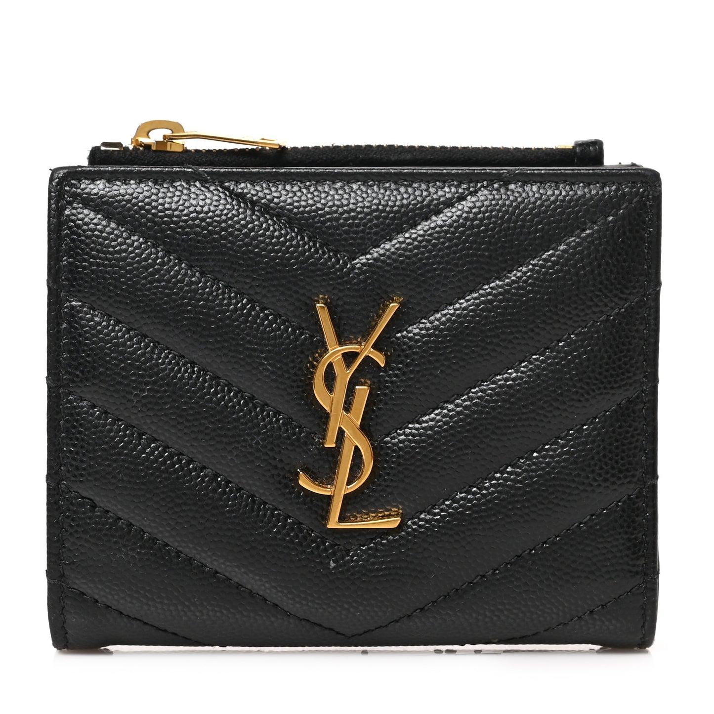 Grain De Poudre Matelasse Chevron Monogram Zipped Card Case Black