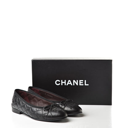 Chanel Aged Calfskin Quilted Cap Toe Ballerina Flats 36 Black 15 of 15
