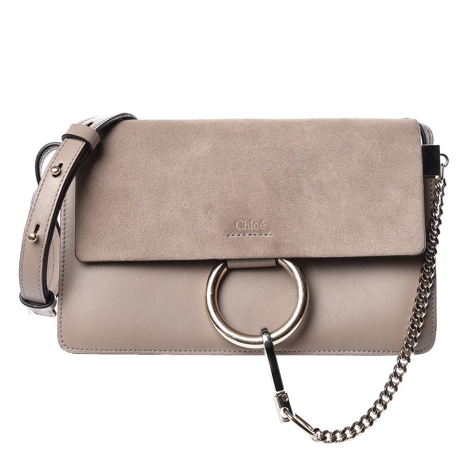 Chloe Suede Calfskin Small Faye Shoulder Bag Motty Grey 1 of 11