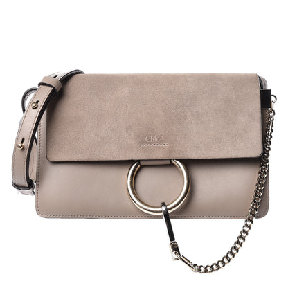 Chloe Suede Calfskin Small Faye Shoulder Bag Motty Grey 1 of 11