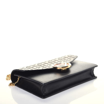 Fendi Vitello Liberty F is Fendi Bi-Color FF 1974 Embossed Medium Envelope Wallet On Chain Black Maya 4 of 10