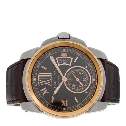 Cartier Stainless Steel 18K Pink Gold Alligator 42mm Calibre de Cartier Automatic Watch Brown 2 of 4