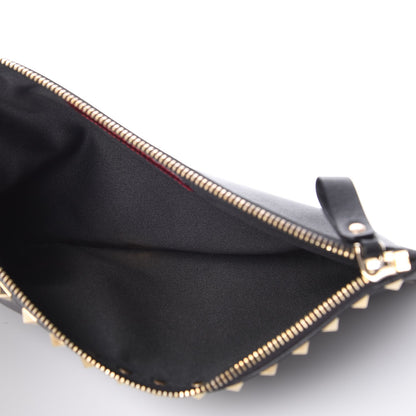 Valentino Garavani Vitello Large Rockstud Zip Pouch Black 5 of 8