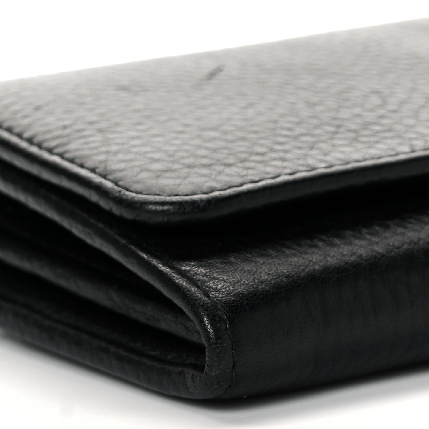 Vitello Daino Continental Flap Wallet Black