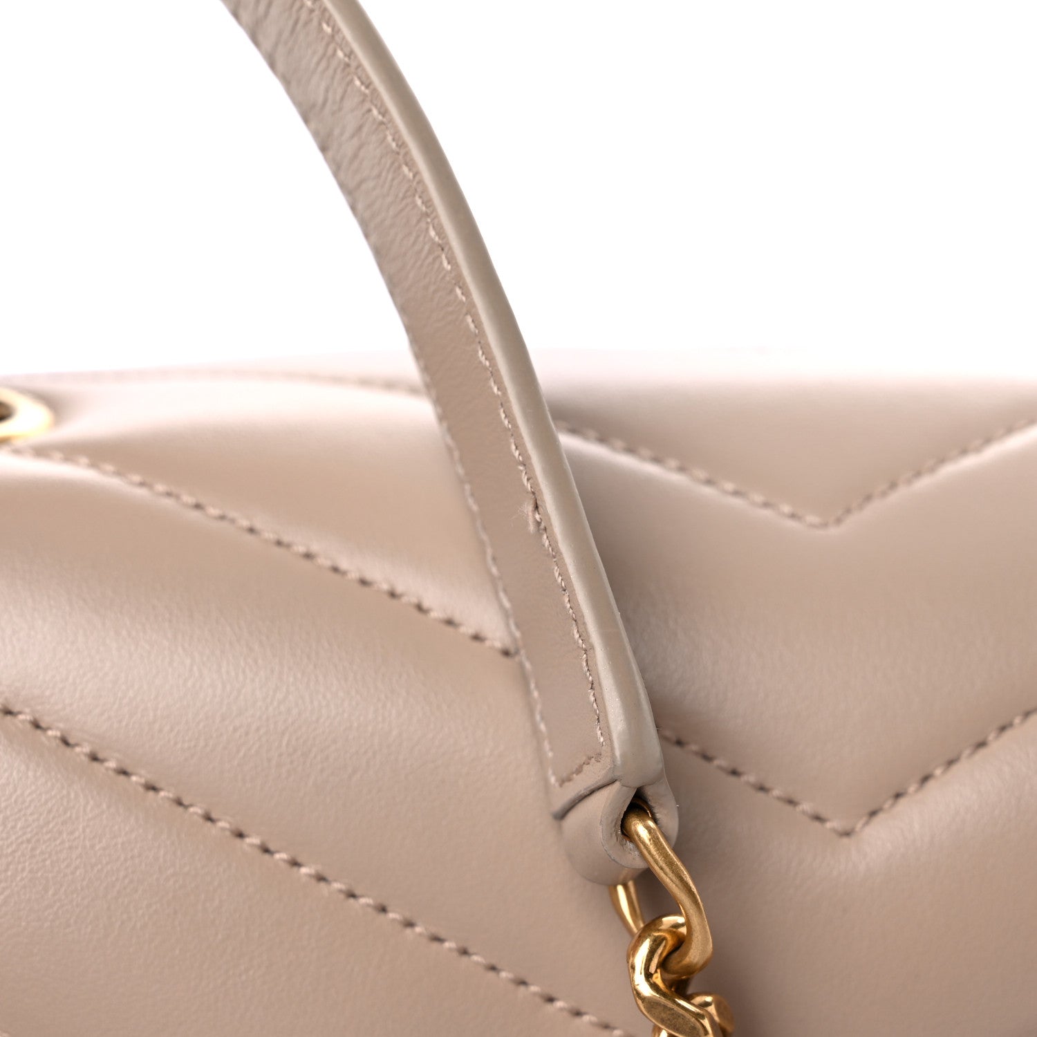 Saint Laurent Calfskin Y Quilted Monogram Medium Loulou Chain Satchel Dark Beige 17 of 19