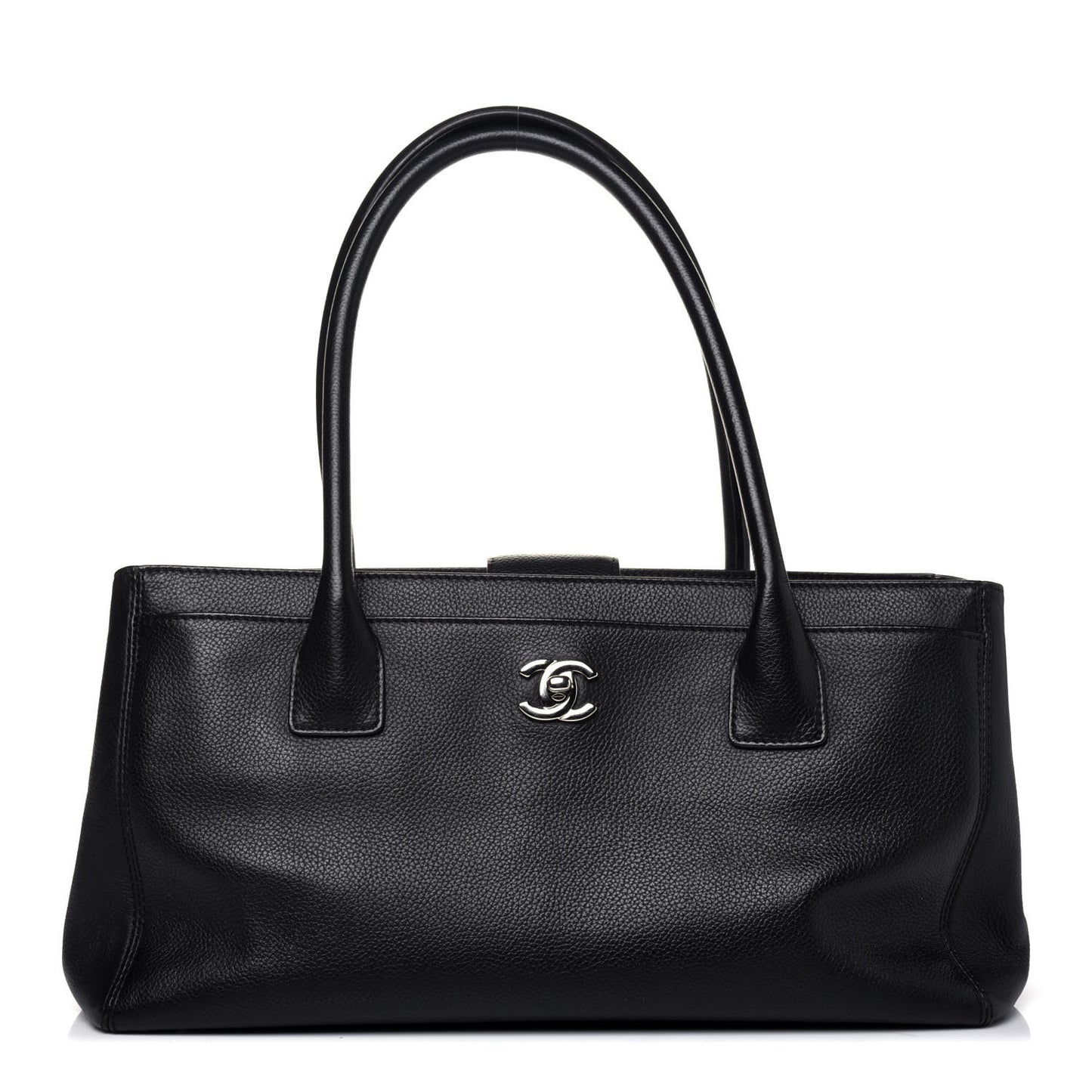 Calfskin Small Cerf Executive Shopper Tote Black