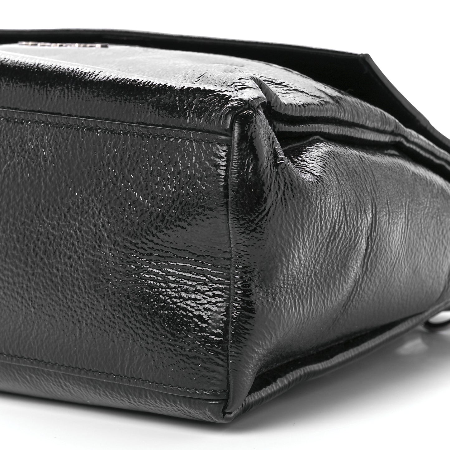 Patent Medium Pandora Pure Flap Bag Black