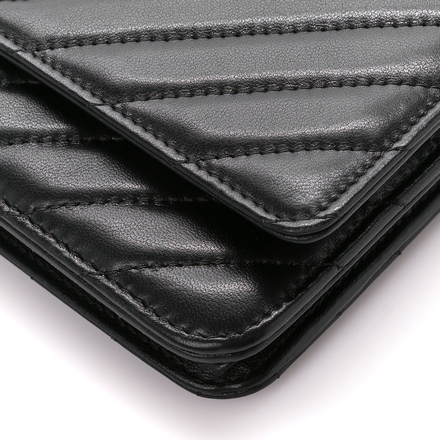 Chanel Lambskin Chevron Quilted Wallet On Chain WOC Black 11 of 11