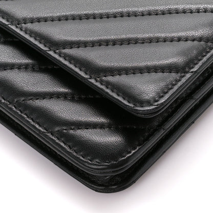 Chanel Lambskin Chevron Quilted Wallet On Chain WOC Black 11 of 11