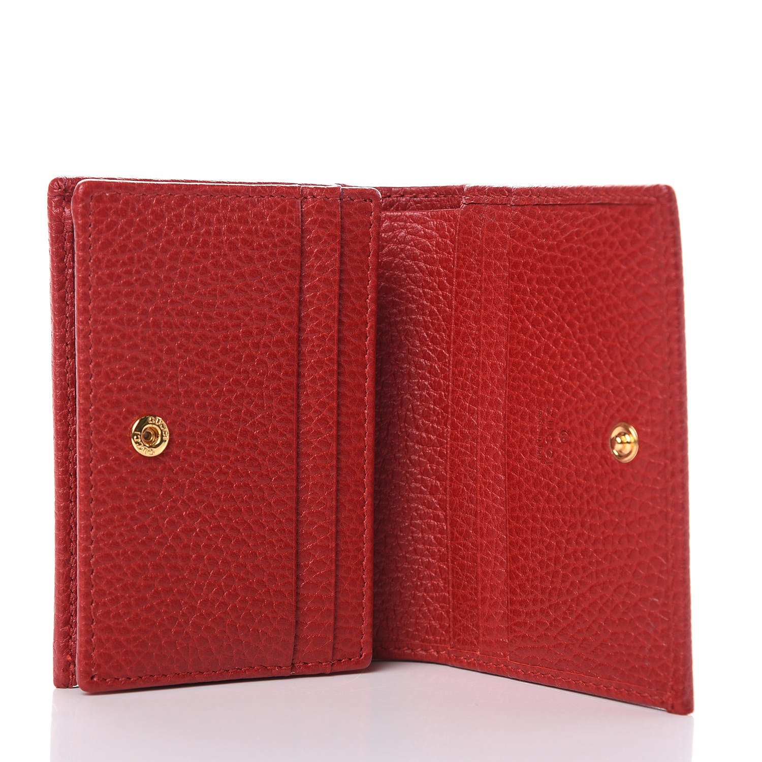 Gucci Pebbled Calfskin GG Marmont Card Case Hibiscus Red 5 of 10