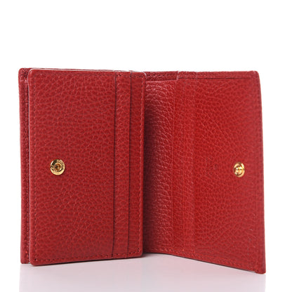 Gucci Pebbled Calfskin GG Marmont Card Case Hibiscus Red 5 of 10