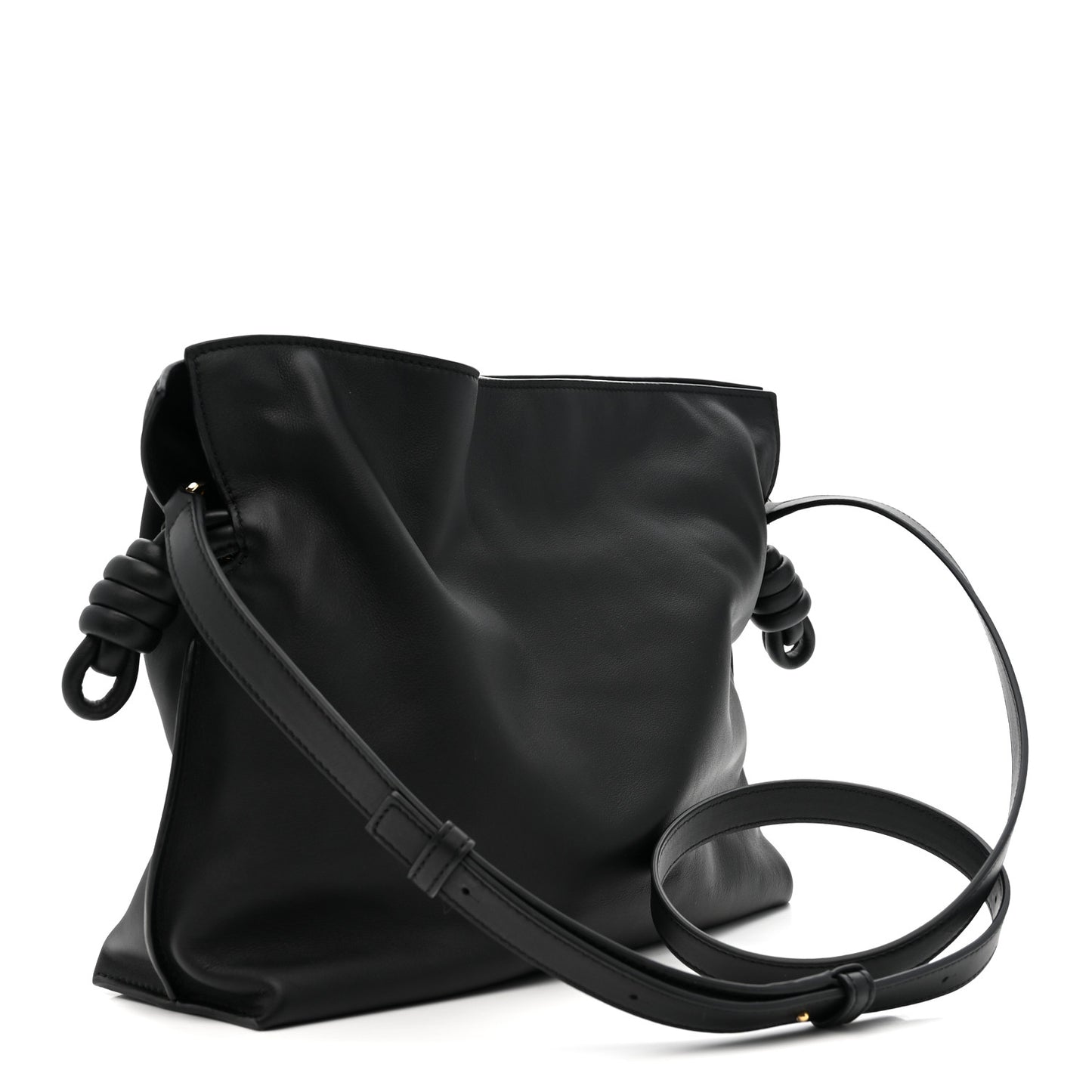 X ALBERS Nappa Calfskin Medium Flamenco Knot Clutch Black Burgundy