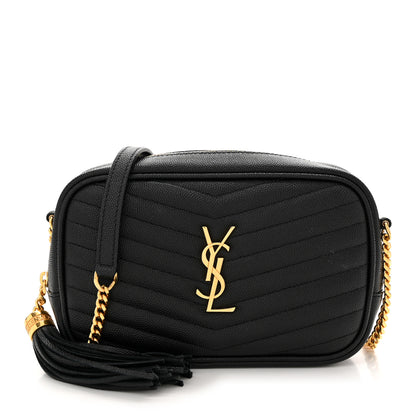 Saint Laurent Grain De Poudre Matelasse Monogram Mini Lou Camera Bag Black 1 of 10