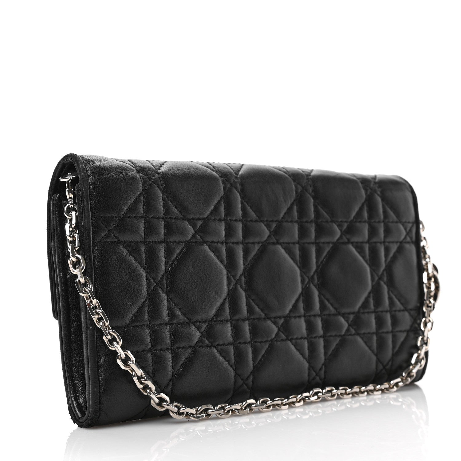 Christian Dior Lambskin Cannage Lady Dior Rendezvous Wallet On Chain Black 3 of 6