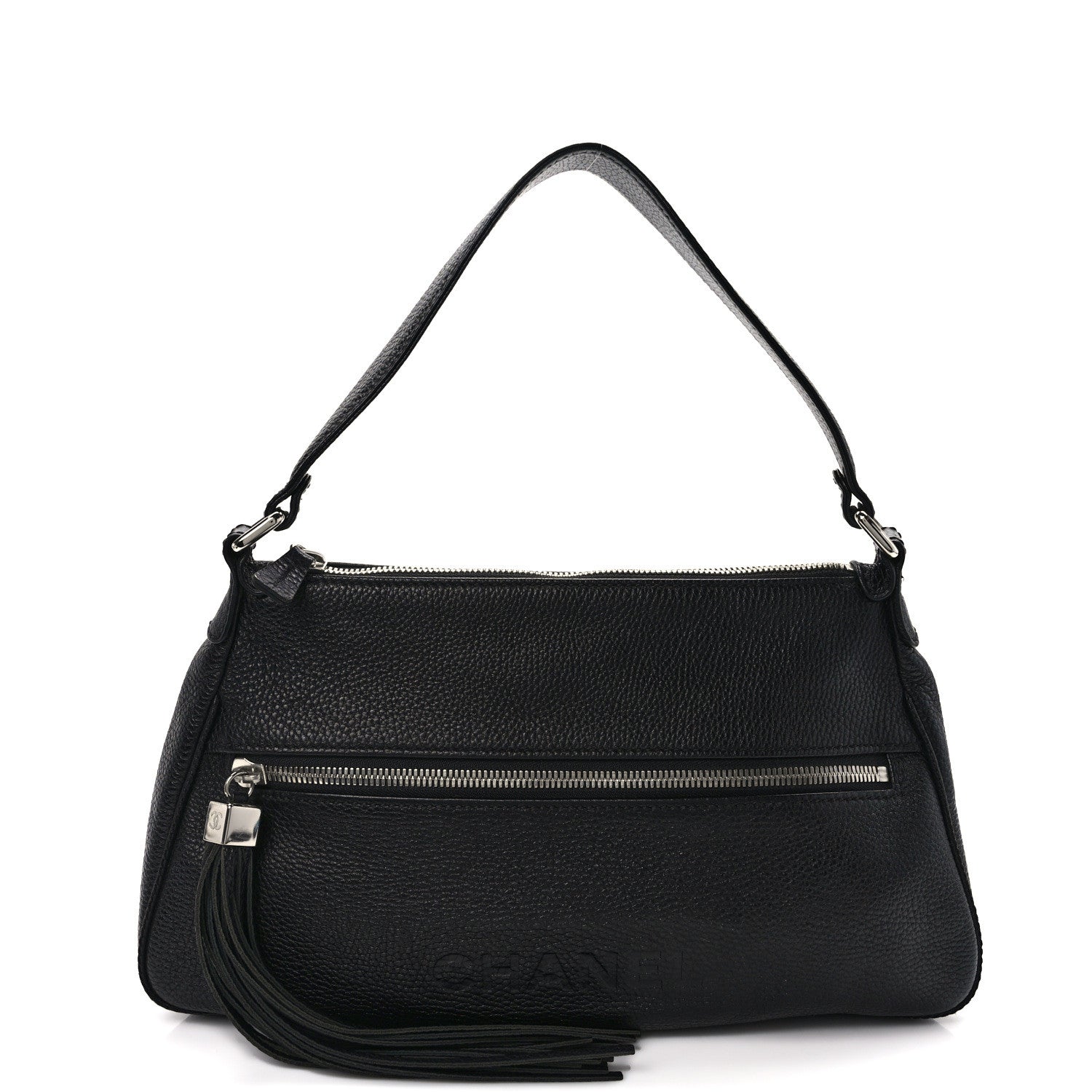 Chanel Grained Calfskin Tassel Shoulder Bag Black 1 of 12