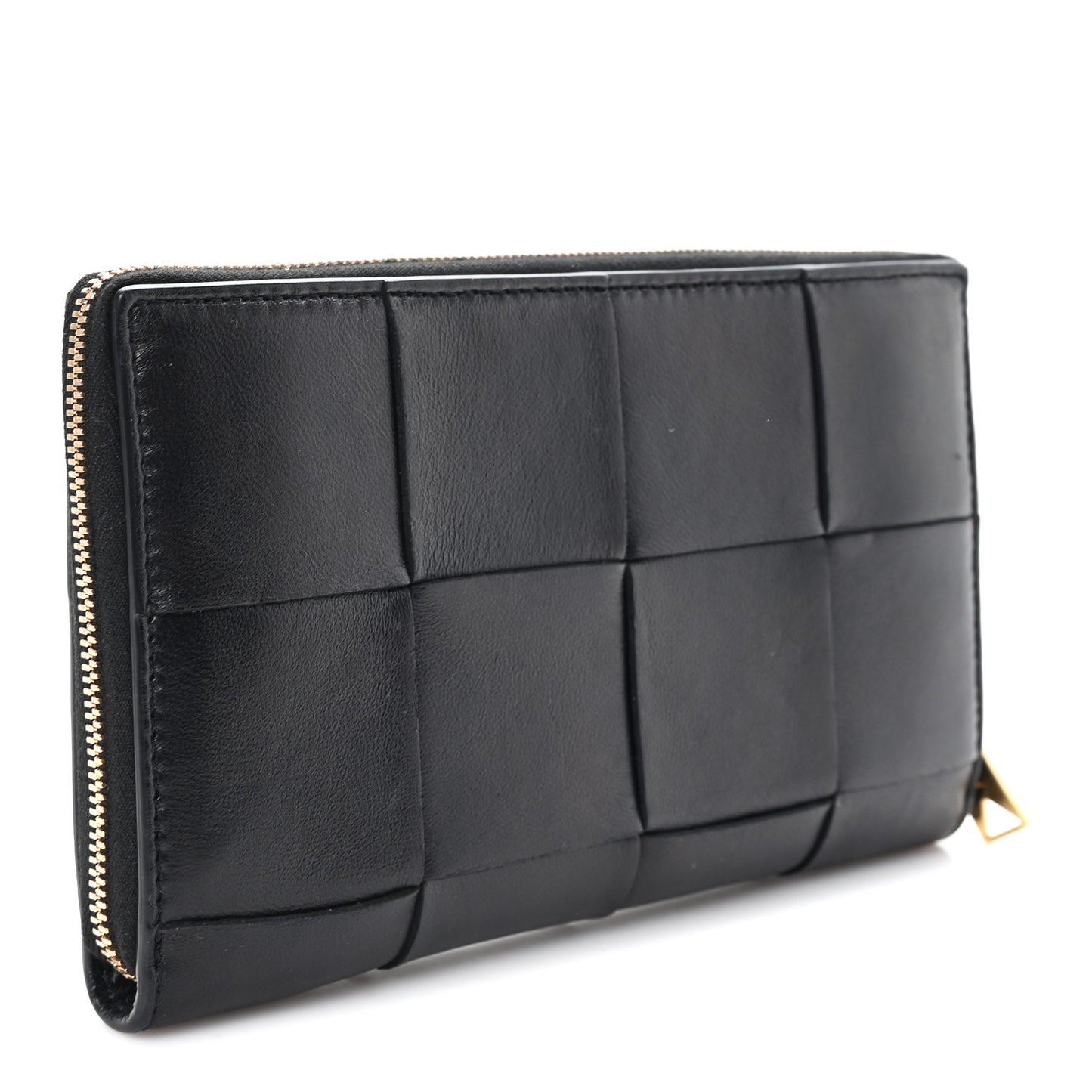 Nappa Maxi Intrecciato Zip Around Wallet Black