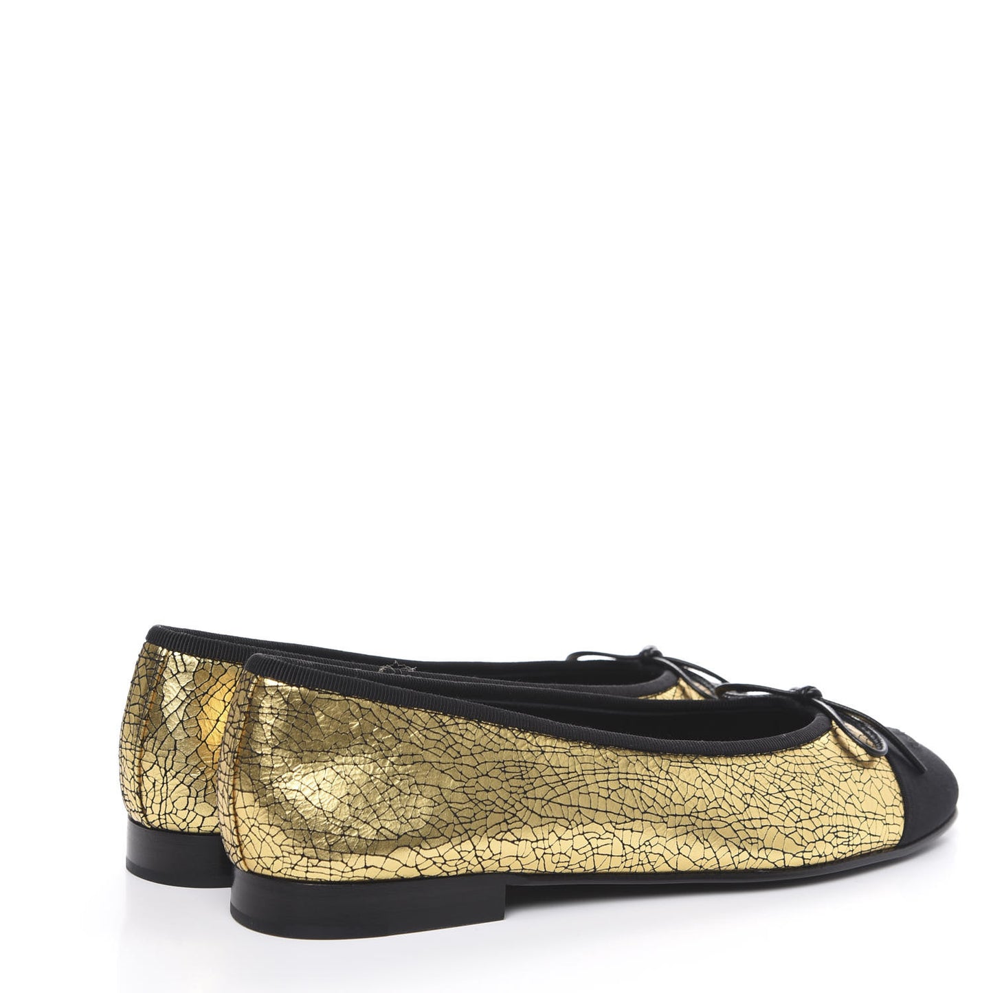 Metallic Calfskin Cap Toe CC Ballerina Flats 38 Gold