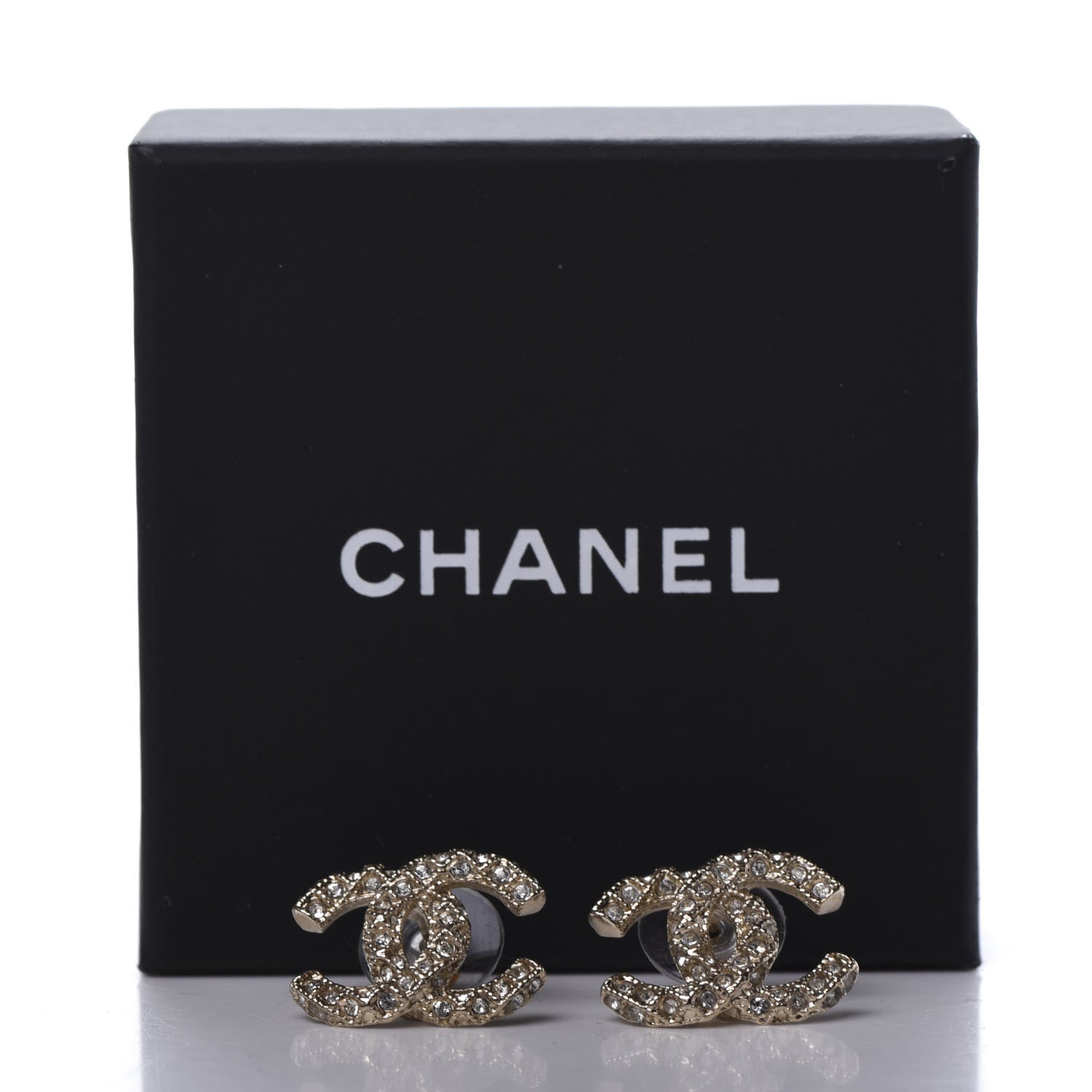 Chanel Crystal CC Earrings Light Gold 5 of 5