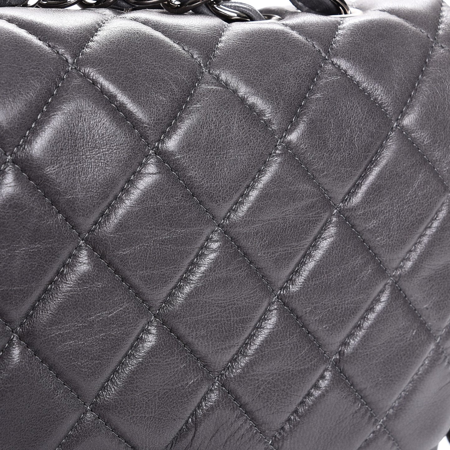 Lambskin Quilted Jumbo Single Flap Grey