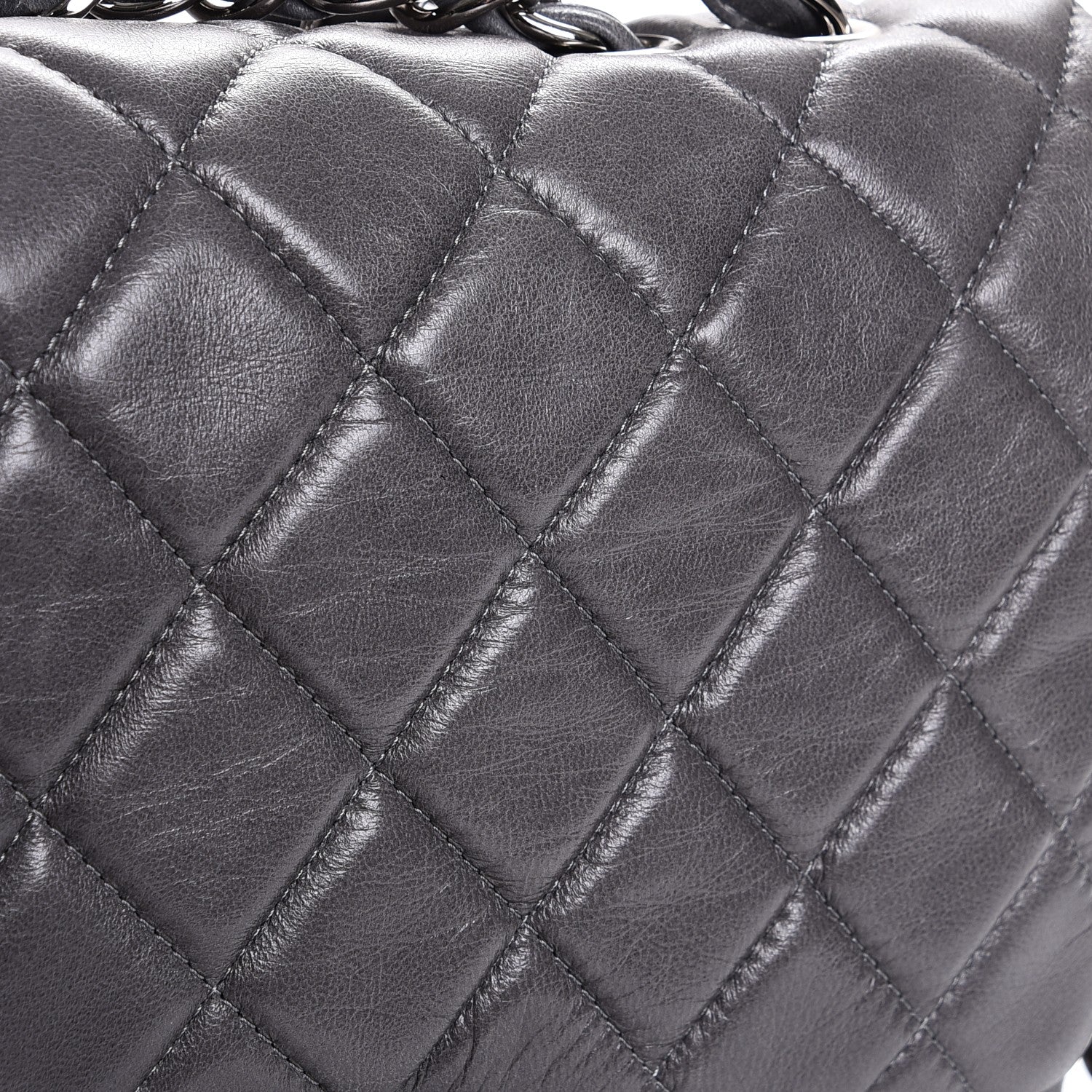 Chanel Lambskin Quilted Jumbo Single Flap Grey 12 of 12