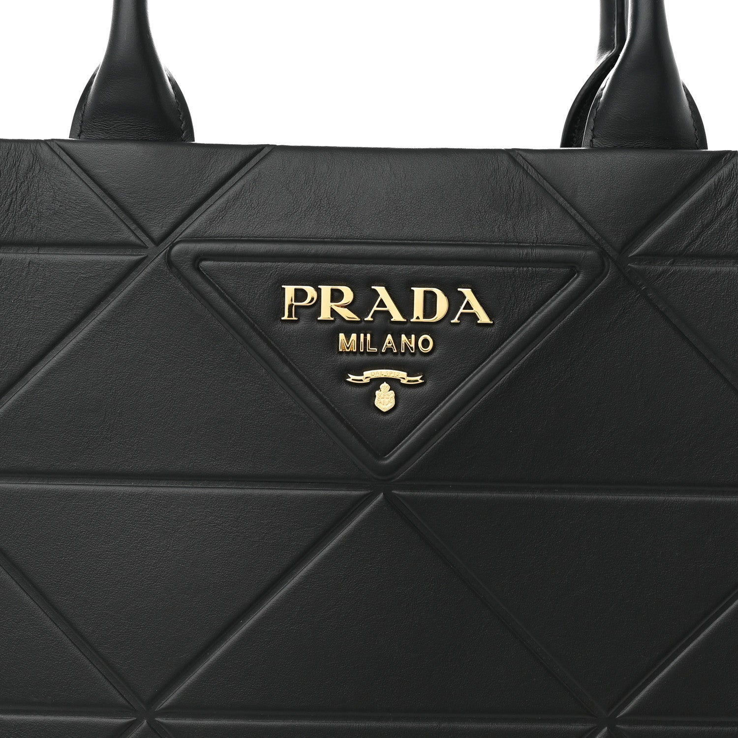 Prada Soft Calfskin Triangolo Symbole Embossed Large Tote Black 8 of 11
