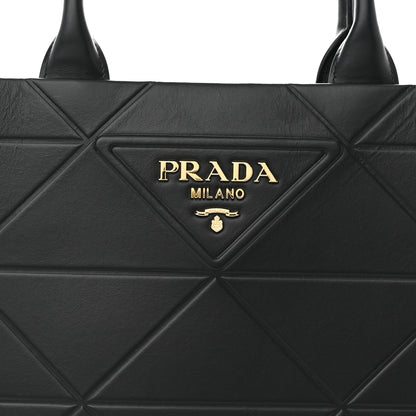 Prada Soft Calfskin Triangolo Symbole Embossed Large Tote Black 8 of 11