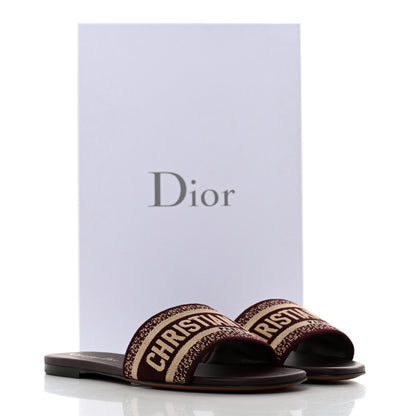 Christian Dior Canvas Embroidered Dway Mules Slide Sandals 36.5 Burgundy 10 of 10