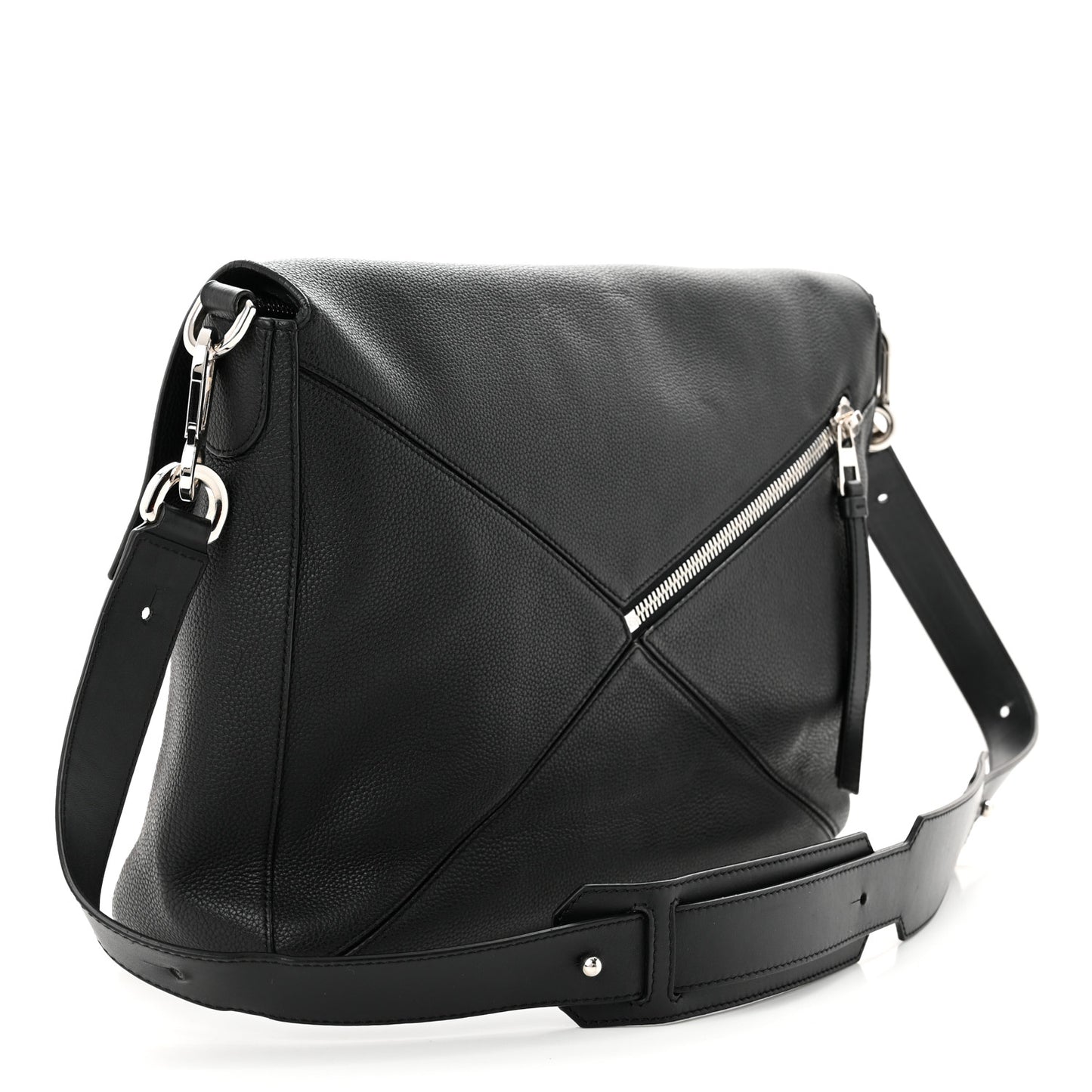 Calfskin Puzzle Messenger Bag Black