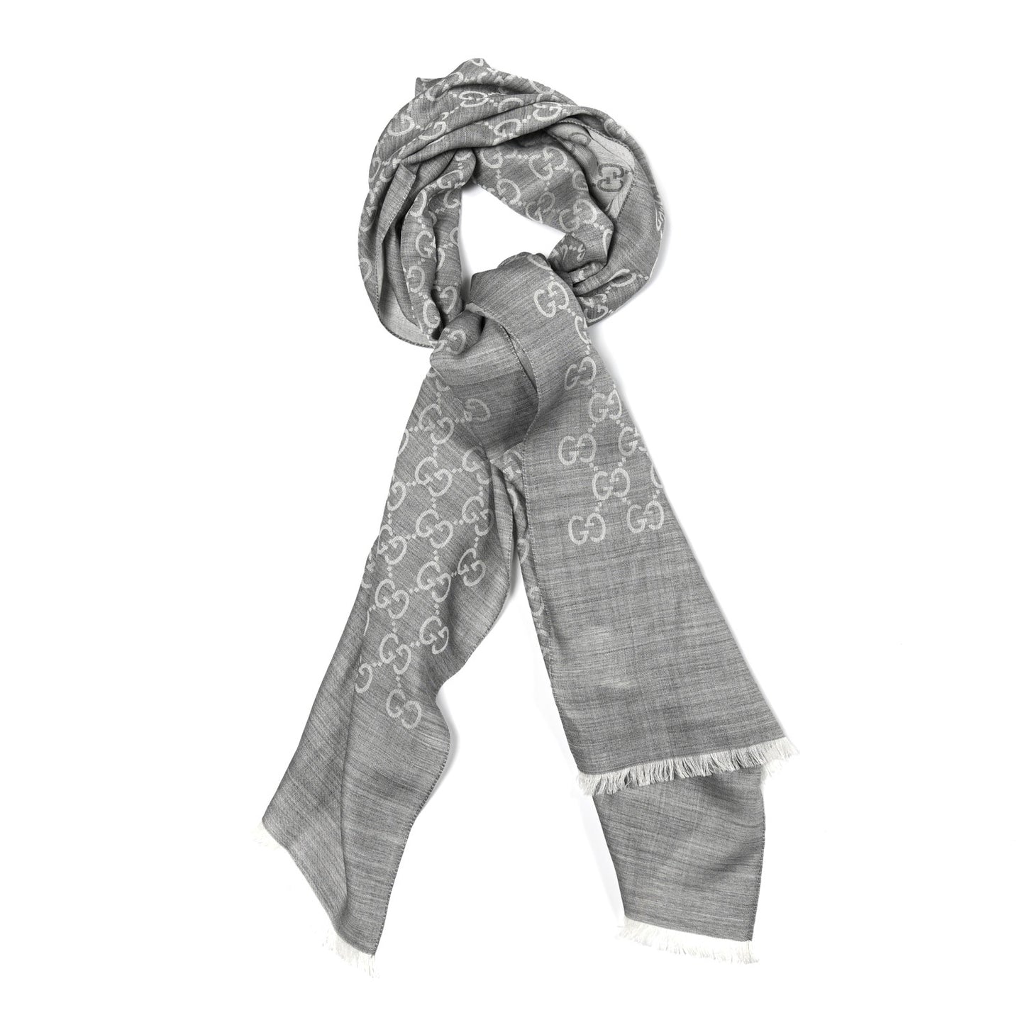 Wool Silk GG Monogram GGNat Scarf Lead