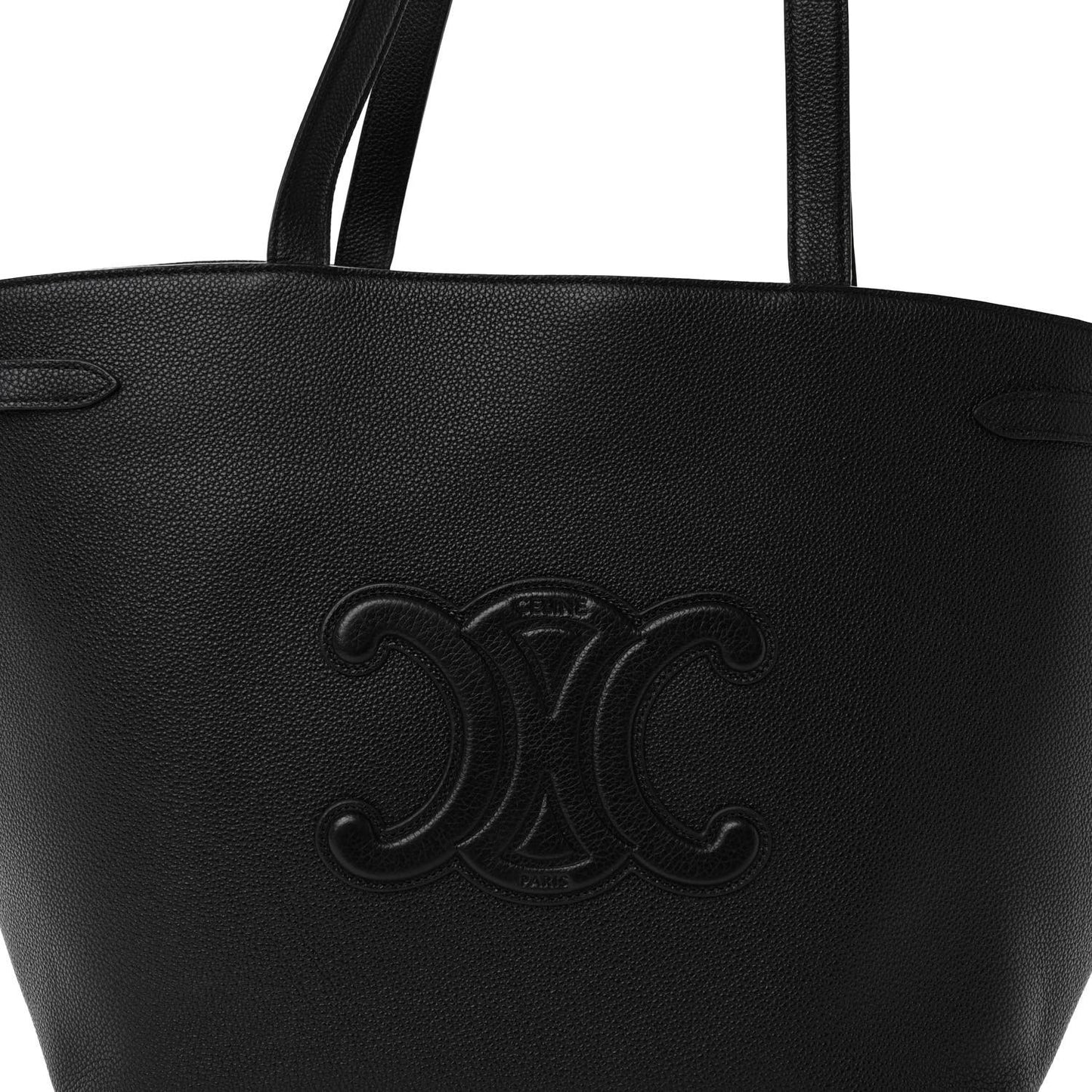 Grained Calfskin Triomphe Medium Cabas Anais Black