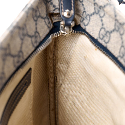 Gucci GG Supreme Monogram Small Flat Side Zip Messenger Bag Beige Blue 14 of 17