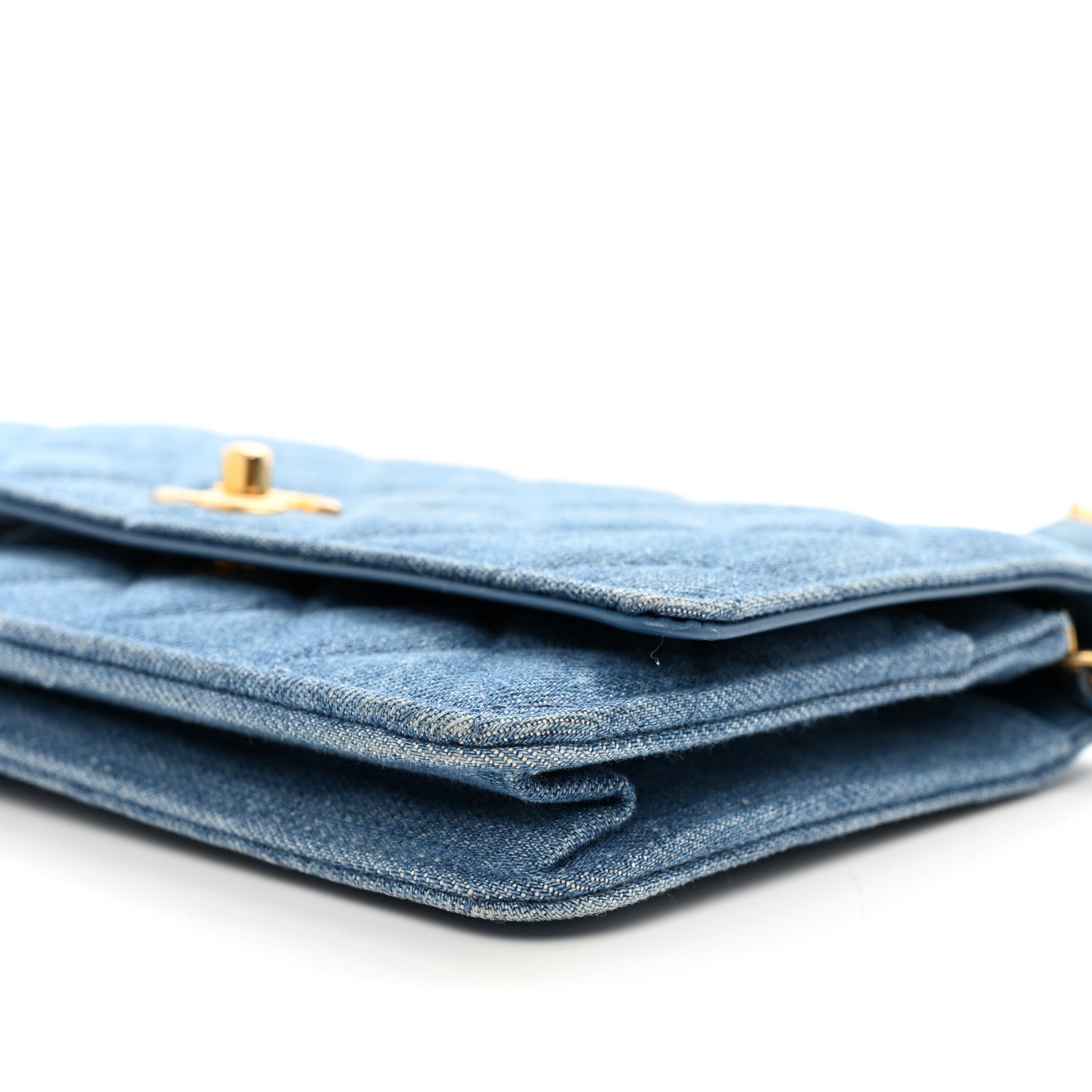 Chanel Denim Quilted CC Pearl Crush Wallet on Chain WOC Blue 11 of 12