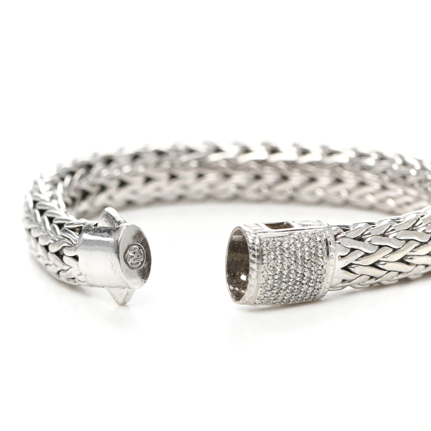 Sterling Silver Diamond 11mm Classic Chain Bracelet