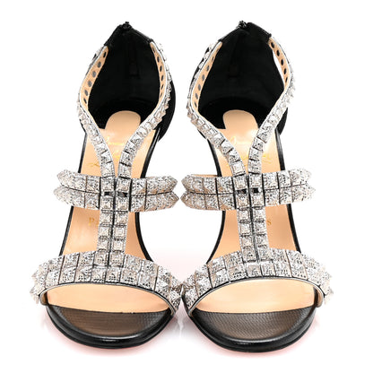Christian Louboutin Diwali 100 Studded Sandals 39 Black 37.5 Black Silver 3 of 9