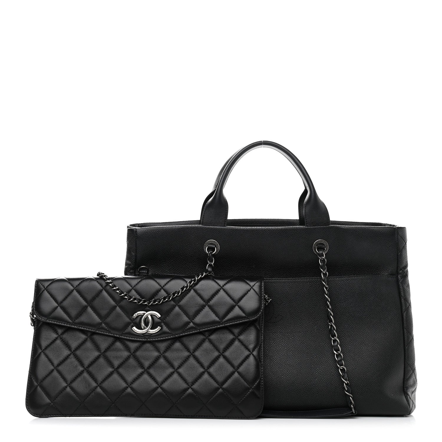 Chanel Caviar Lambskin Quilted Large Coco Break Shopping Bag Black 3 of 13