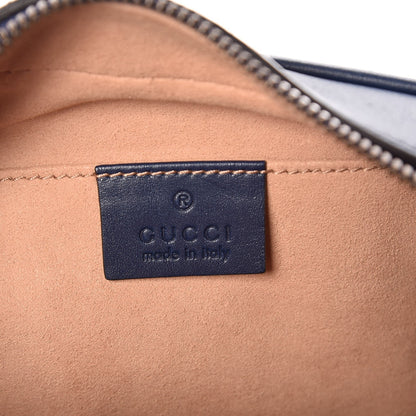 Gucci Calfskin Matelasse GucciGhost Small GG Marmont Chain Shoulder Bag Blue Agata Hibiscus Red 7 of 9