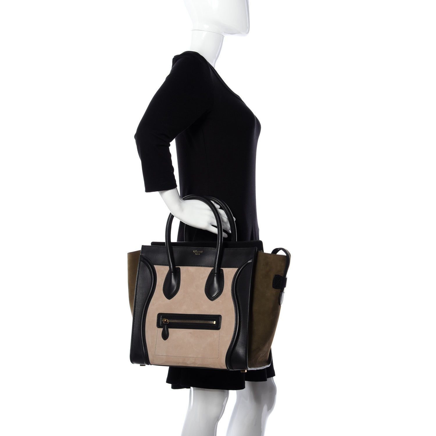 Celine Nubuck Smooth Calfskin Mini Tri-Color Luggag 2 of 8