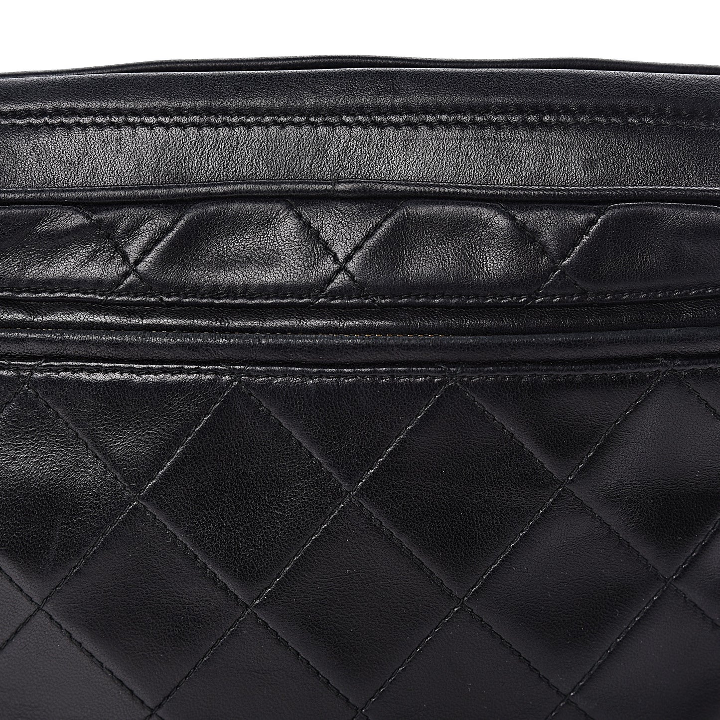 Lambskin Quilted Camera Case Black