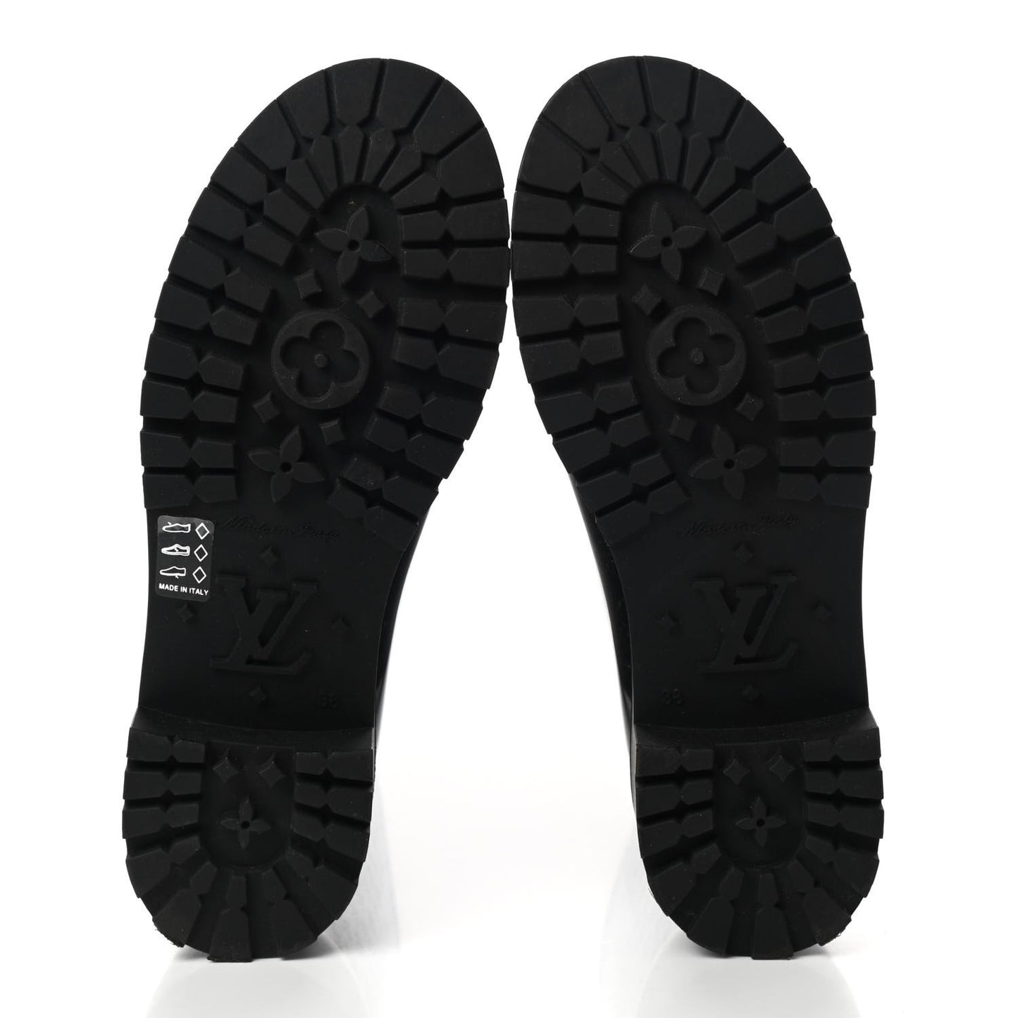 Rubber Embossed Monogram Splash Rain Boots 38 Black