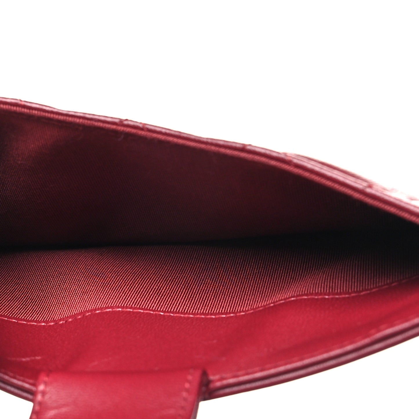 Lambskin Quilted Phone Holder Wallet on Removable Chain Burgundy