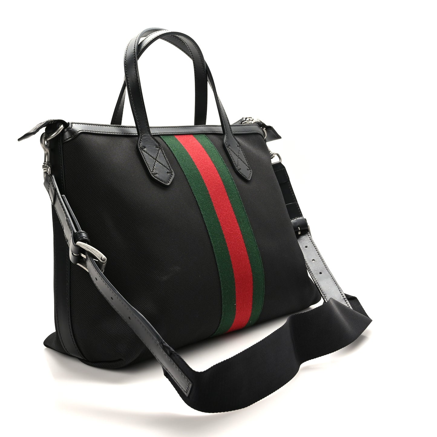 Nylon Web Top Handle Shoulder Bag Black
