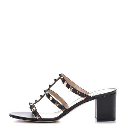 Valentino Garavani Calfskin Rockstud 60mm Caged Slide Sandals 41 Black 1 of 9