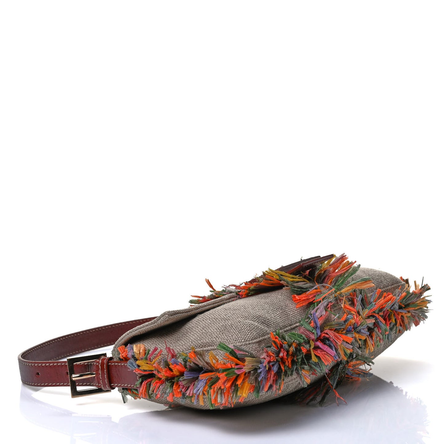 Linen Straw Baguette Natural Multicolor