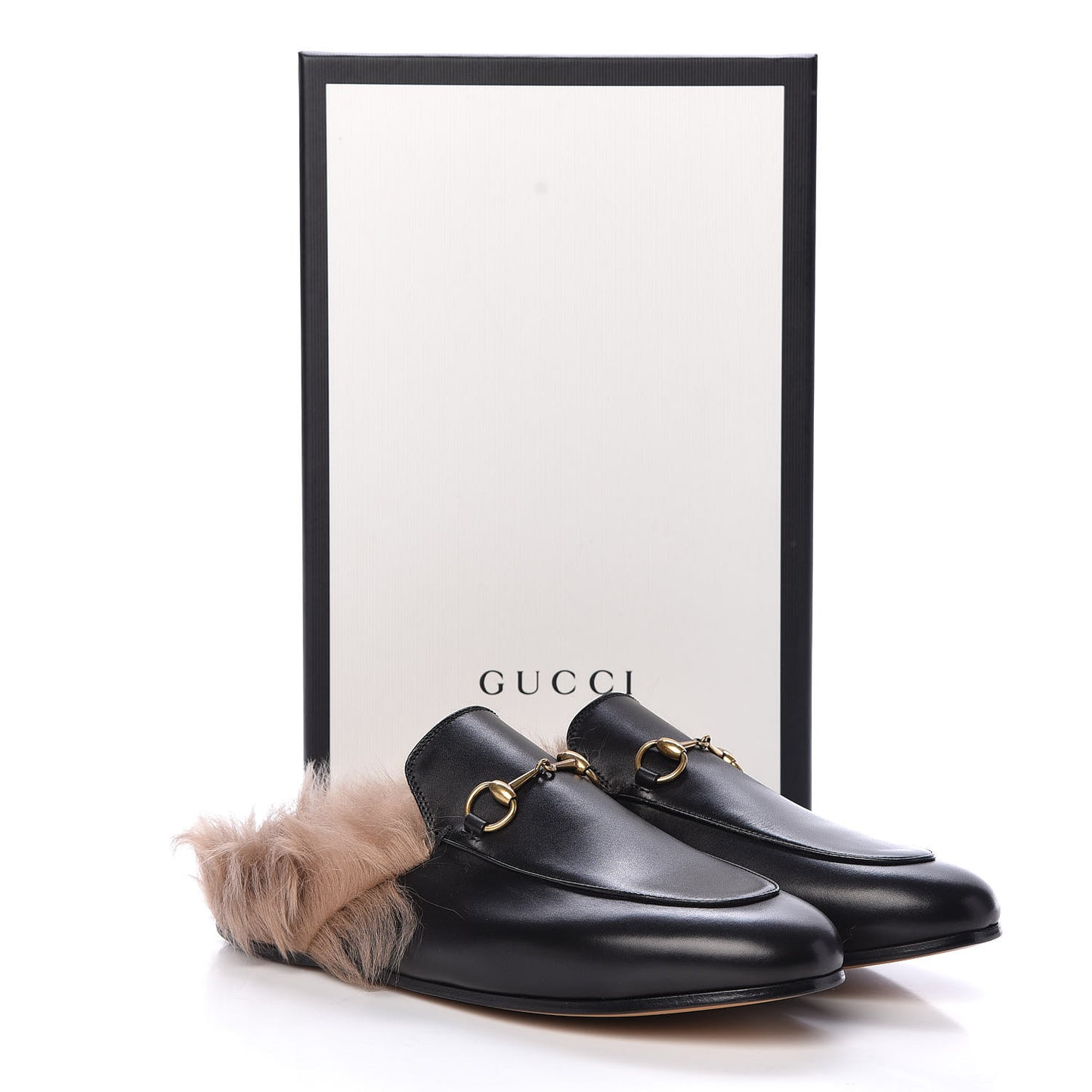 Calfskin Fur Womens Princetown Slippers 39 Black