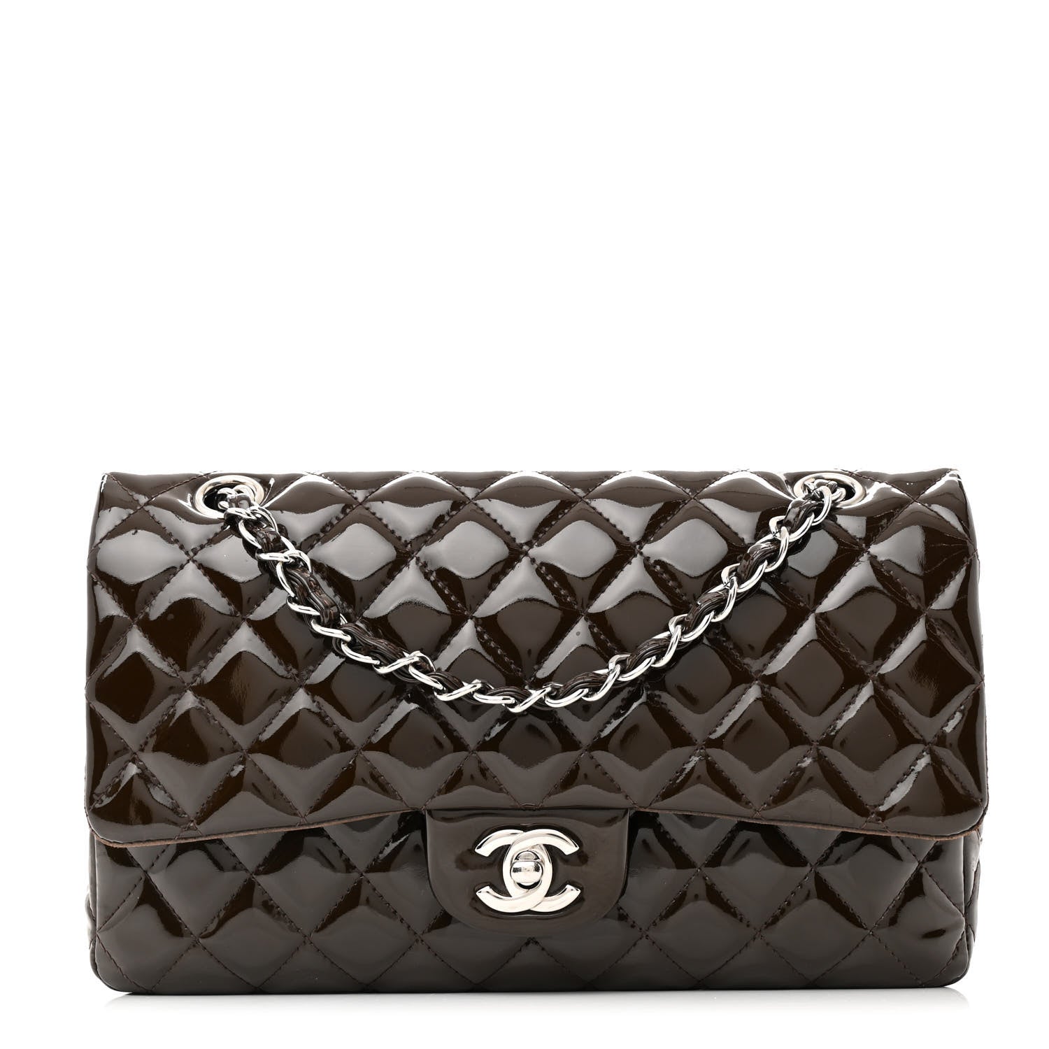 Chanel Patent Quilted Medium Double Flap Brown 1 of 15