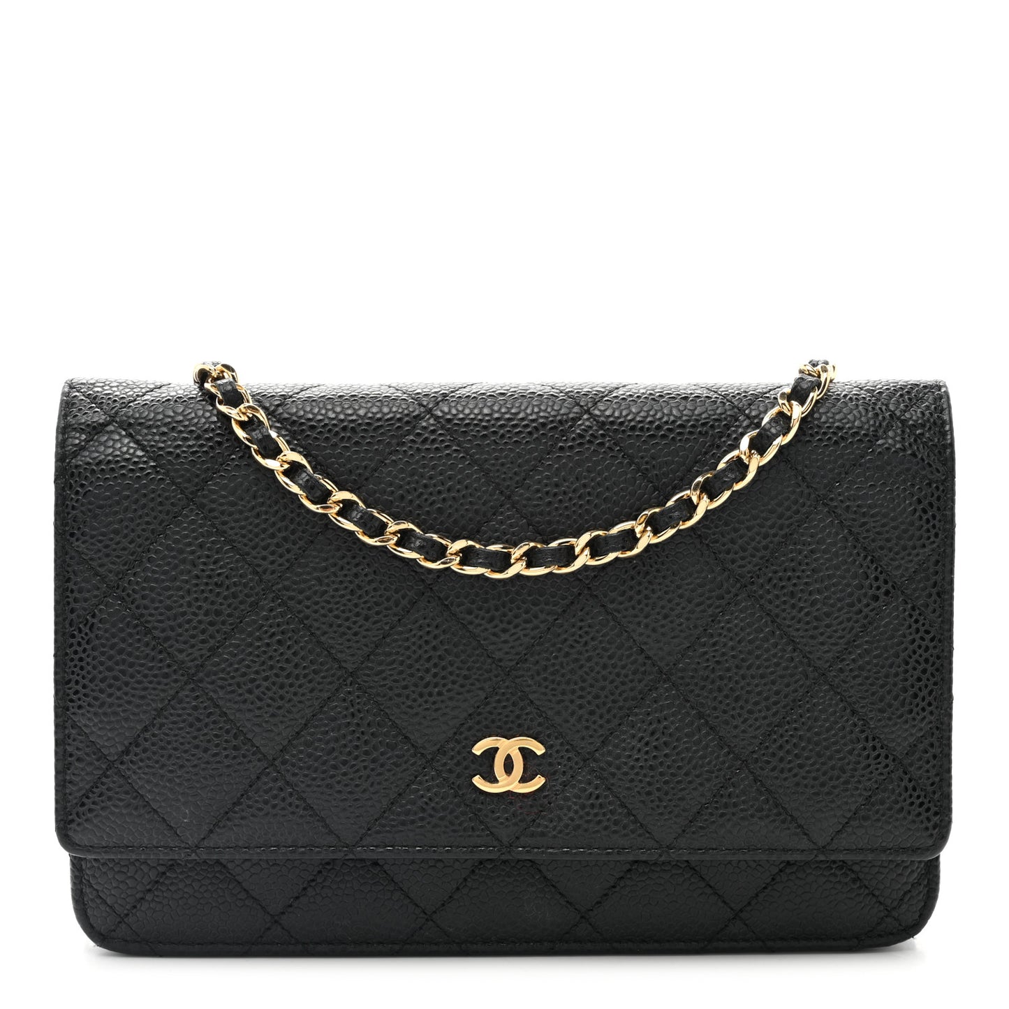 Caviar Quilted Wallet on Chain WOC Black