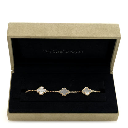 Van Cleef & Arpels 18K Yellow Gold Mother of Pearl 5 Motifs Vintage Alhambra Bracelet 4 of 4