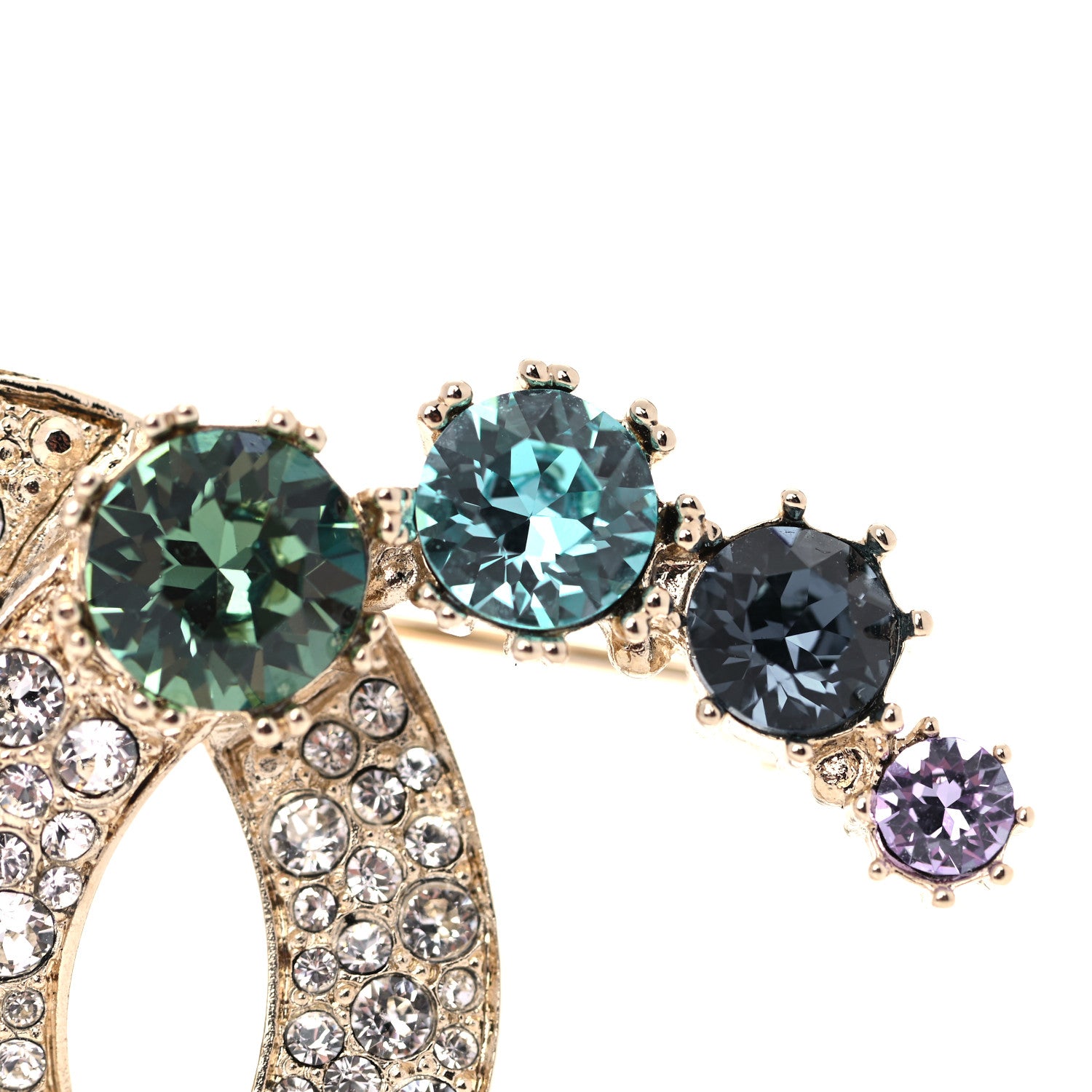 Chanel Crystal CC Brooch Gold Multicolor 5 of 7