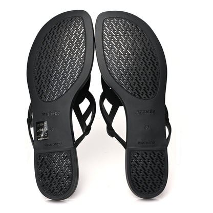Hermes Rubber Womens Egerie Sandals 40 Black 5 of 7
