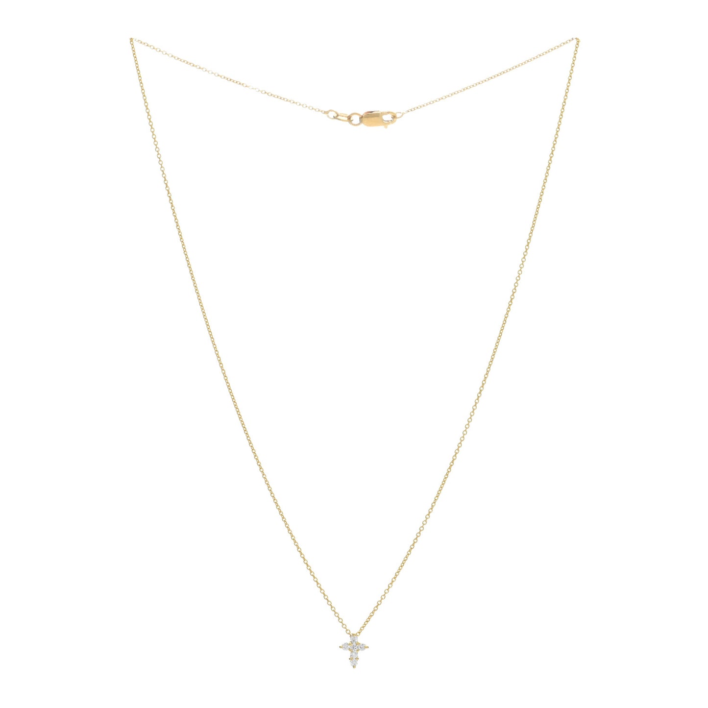 18K Yellow Gold Diamond Tiny Treasures Baby Cross Pendant Necklace